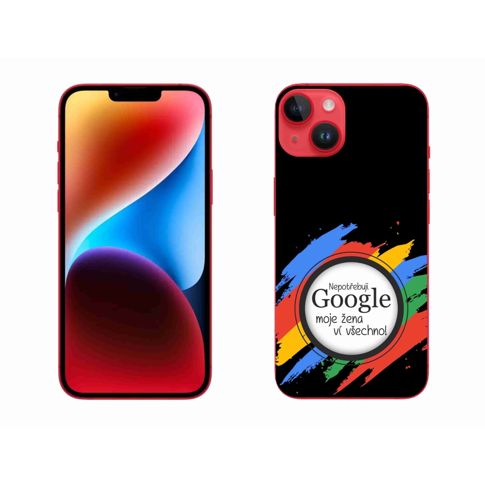 Gelový kryt mmCase na iPhone 14 Plus - žena ví všechno černé pozadí