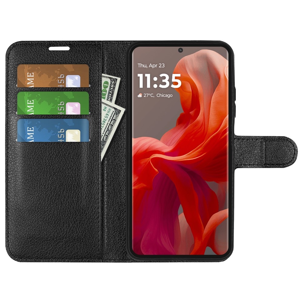 Litchi knížkové pouzdro na Motorola Moto G85 5G - černé