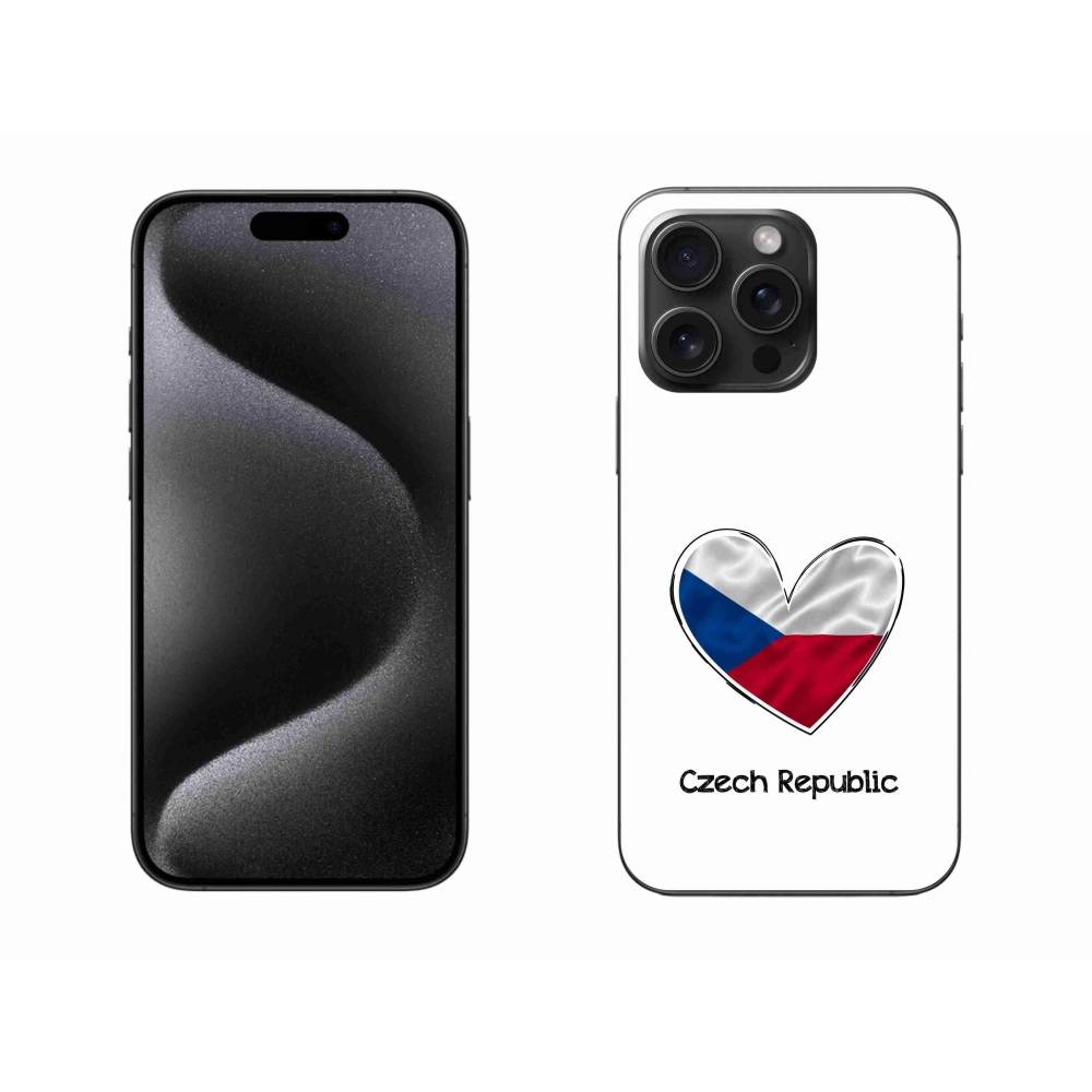 Gelový kryt mmCase na iPhone 15 Pro Max - vlajka srdce bílé pozadí