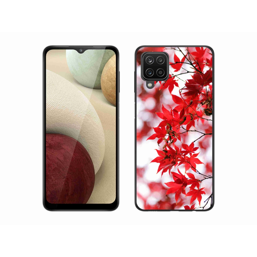 Gelový kryt mmCase na Samsung Galaxy A12 - červené listy
