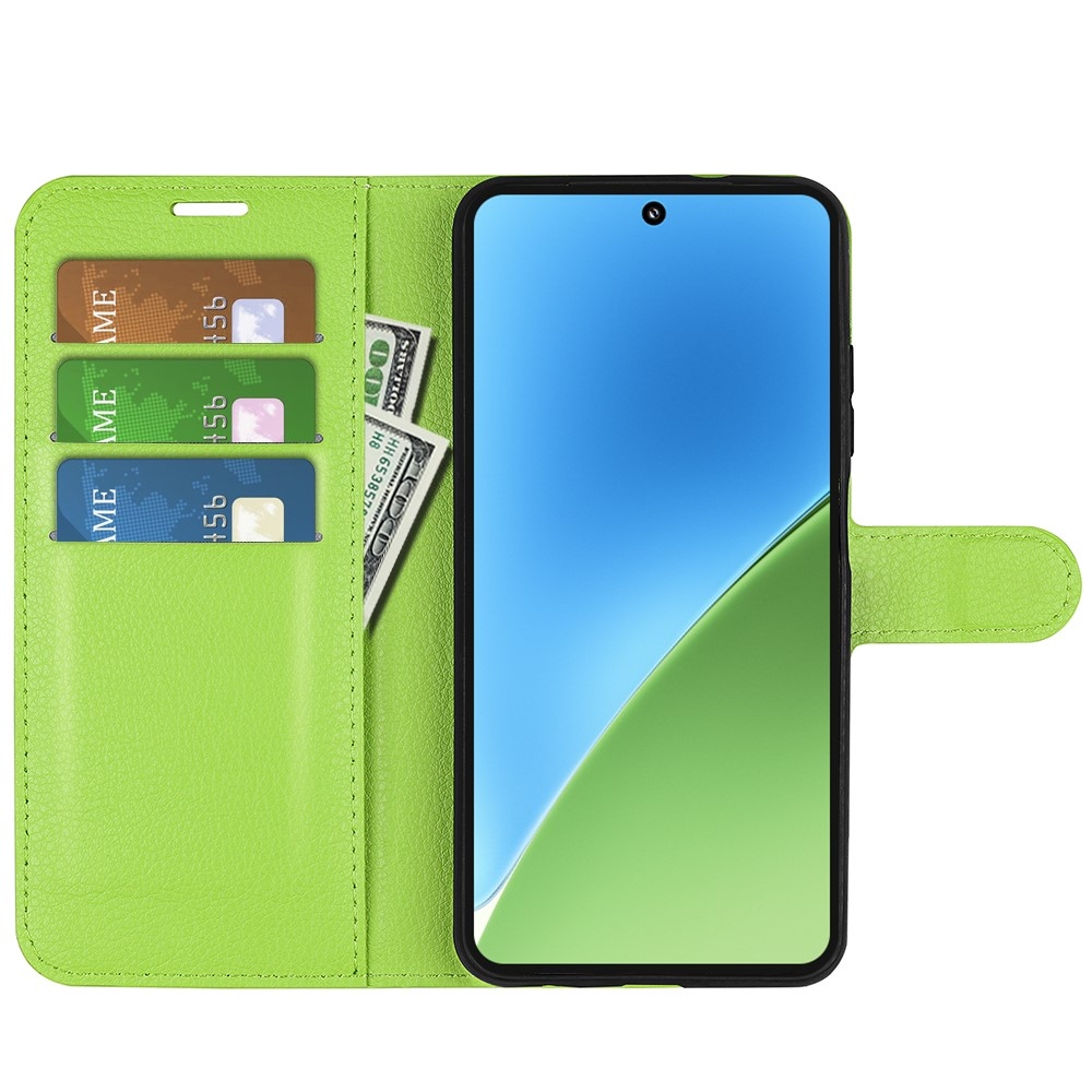 Litchi knížkové pouzdro na Xiaomi 15 - zelené