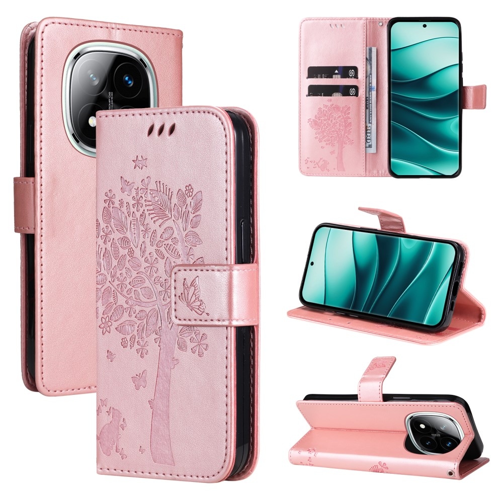 Trees knížkové pouzdro na Xiaomi Redmi Note 14 Pro 5G/Poco X7 5G/Note 14 Pro+ 5G - růžovozlaté