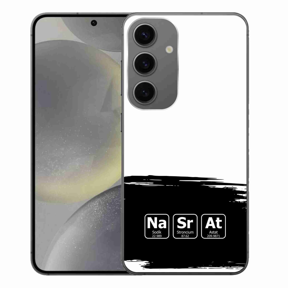 Gelový kryt mmCase na Samsung Galaxy S24+ - chemické prvky černobílé pozadí