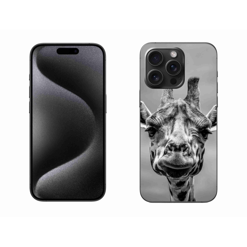 Gelový kryt mmCase na iPhone 15 Pro Max - černobílá žirafa