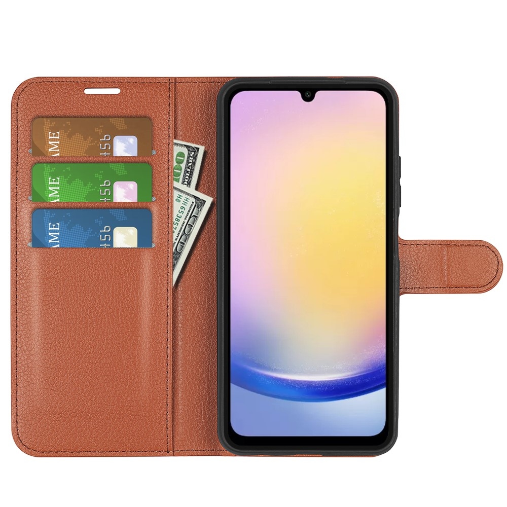 Litchi knížkové pouzdro na Samsung Galaxy A26 5G - hnědé