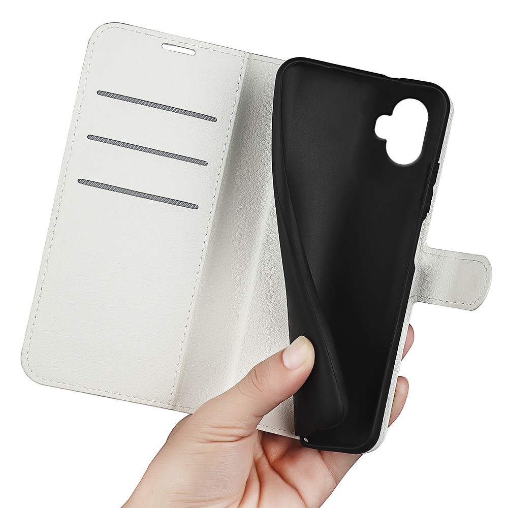 Litchi knížkové pouzdro na Samsung Galaxy Xcover 7 Pro - bílé