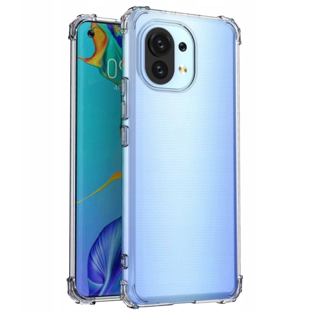 Průhledný gelový obal s vyztuženými rohy na mobil Xiaomi Mi 11 - průhledný