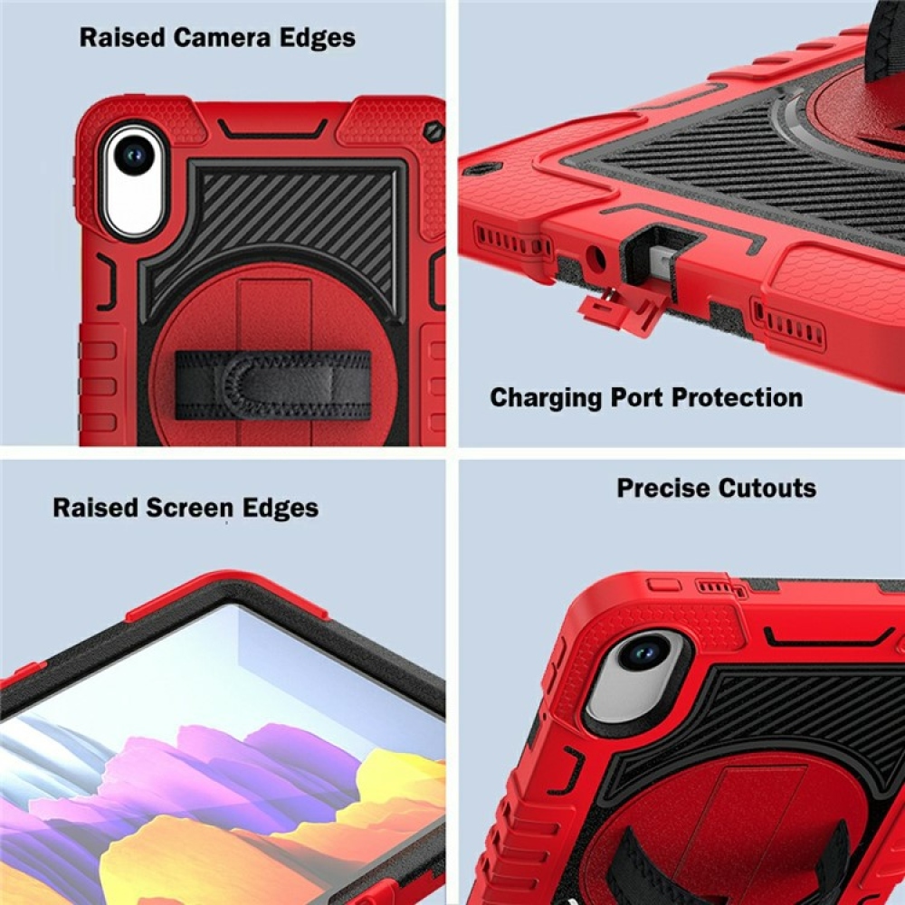 Strape odolný kryt s úchopem na ruku a popruhem na Xiaomi Redmi Pad 2 - červený/černý