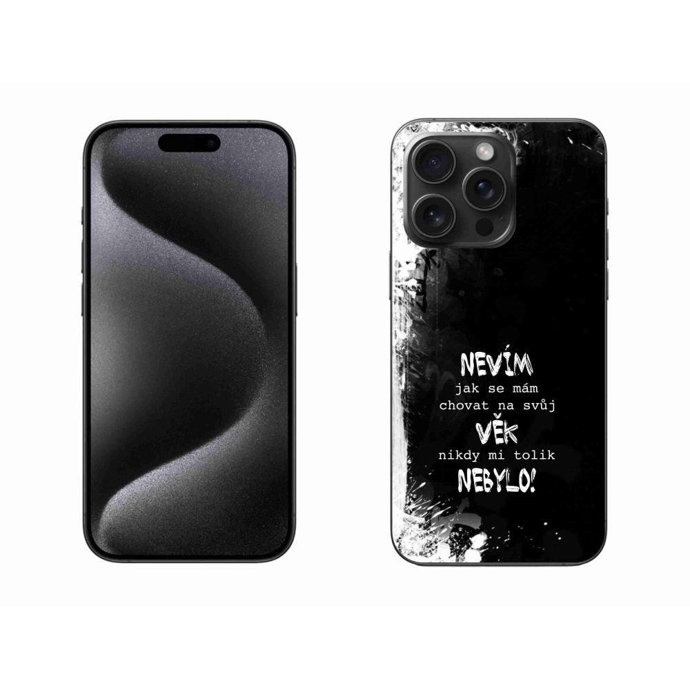 Gelový kryt mmCase na iPhone 15 Pro Max - vtipný text 14 černé pozadí