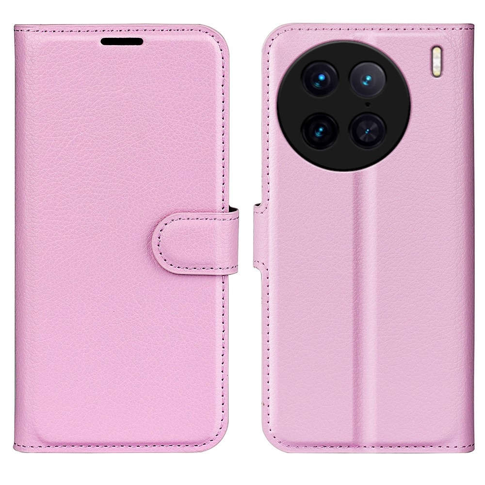 Litchi knížkové pouzdro na Vivo X90 Pro - růžové
