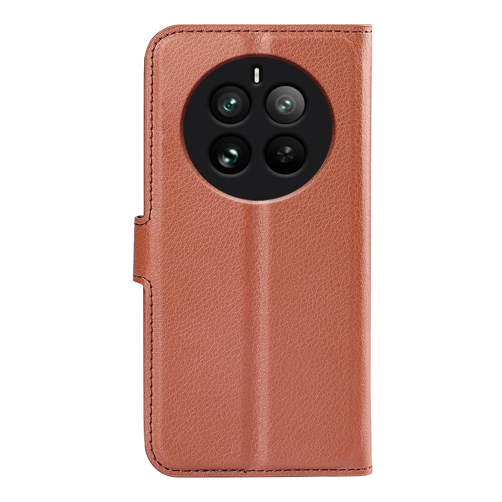 Litchi knížkové pouzdro na Realme 12 Pro 5G/12 Pro+ 5G - hnědé