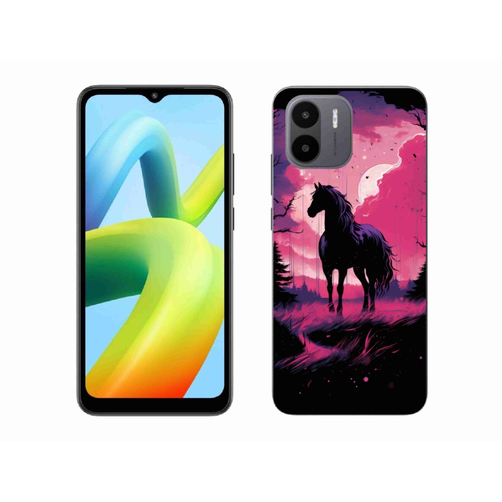 Gelový kryt mmCase na Xiaomi Redmi A1/Redmi A2 - černý kreslený kůň 1