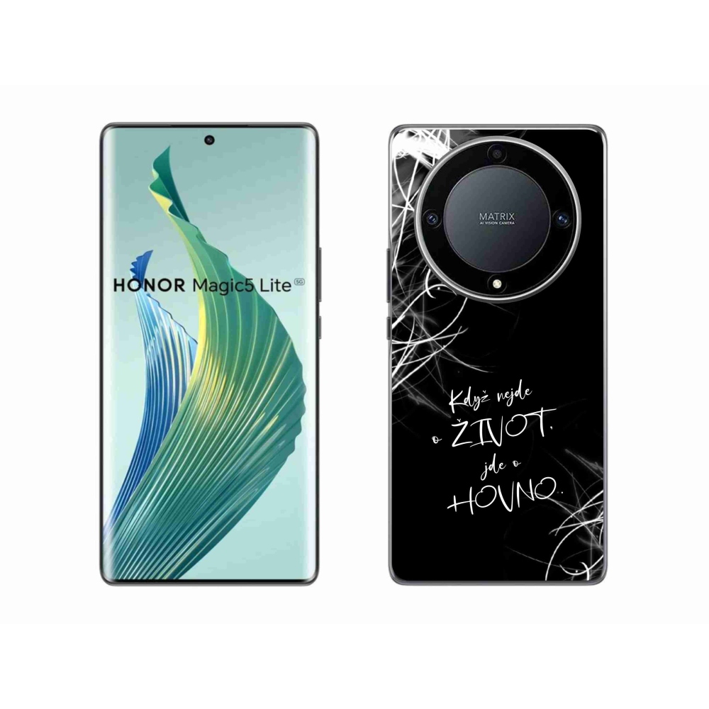 Gelový kryt mmCase na Honor Magic 5 Lite 5G - vtipný text 16 černé pozadí