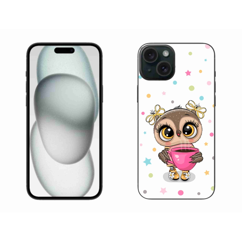 Gelový kryt mmCase na iPhone 15 Plus - kreslená sovička