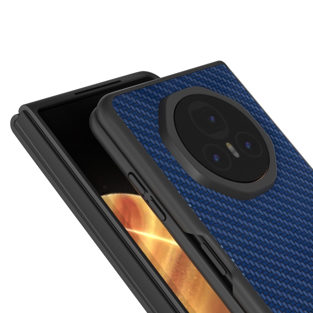 Carbon plastový obal s umělou kůží na Honor Magic V3 - tmavěmodrý