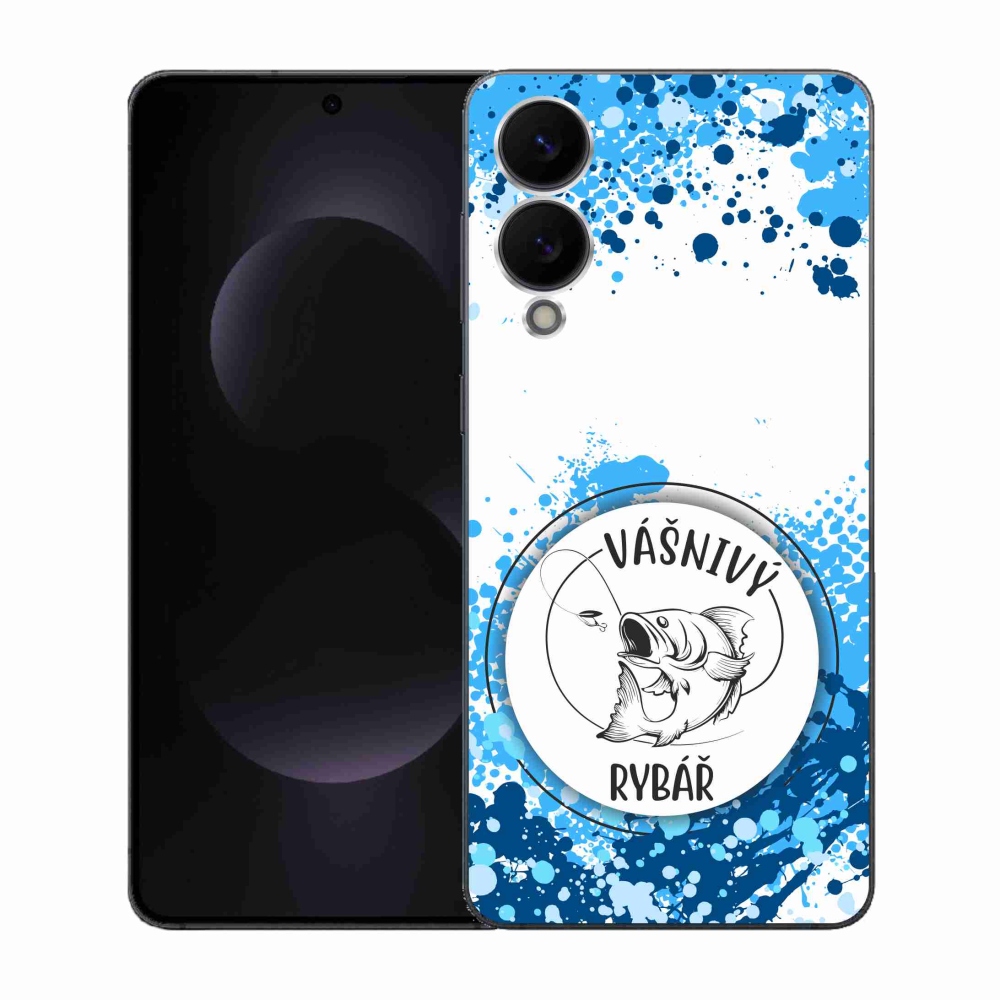Gelový kryt mmCase na Samsung Galaxy S25 Edge - vášnivý rybář bílé pozadí