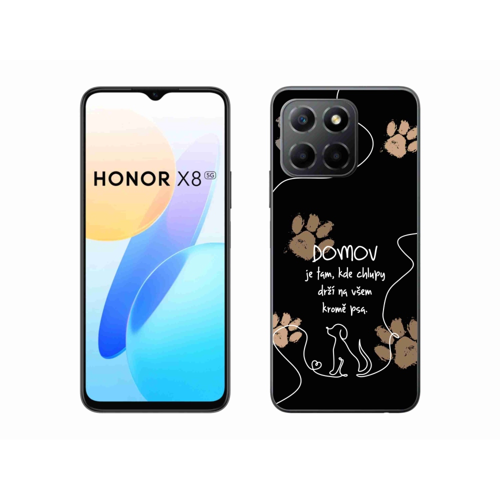 Gelový kryt mmCase na Honor X8 5G/Honor 70 Lite 5G - psí motiv černé pozadí