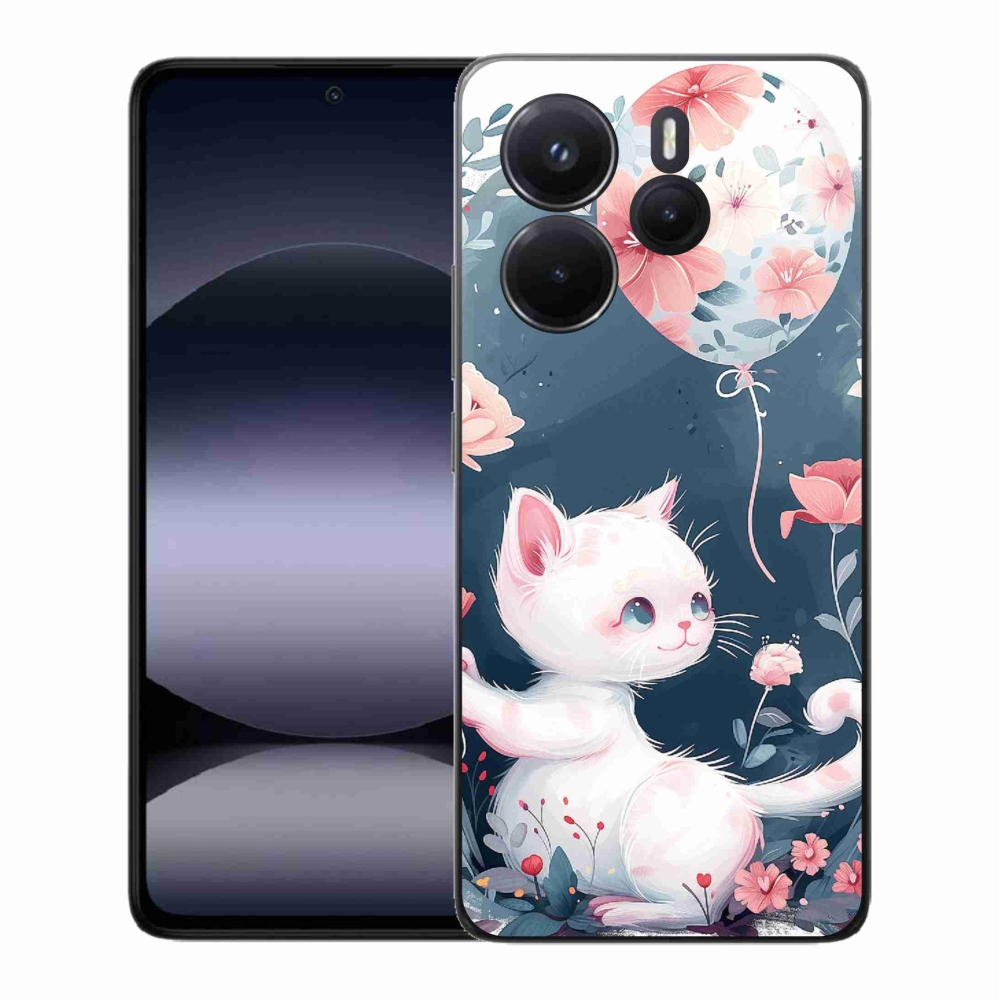 Gelový kryt mmCase na Xiaomi Redmi Note 14 - kotě s balónkem