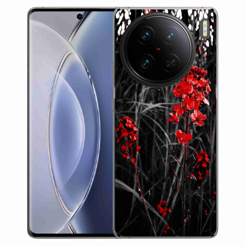 Gelový kryt mmCase na Vivo X90 Pro - červená rostlina