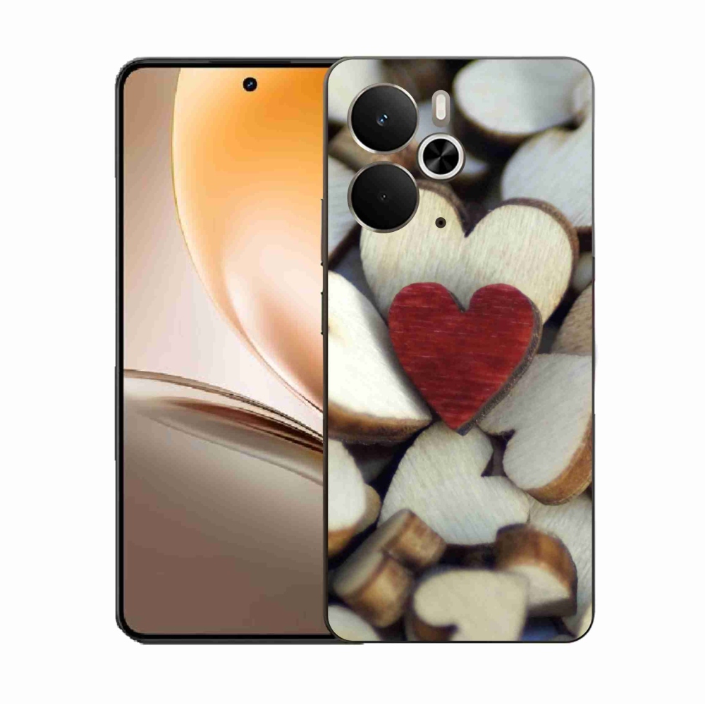 Gelový kryt mmCase na Realme 14 5G - gravírované červené srdce 