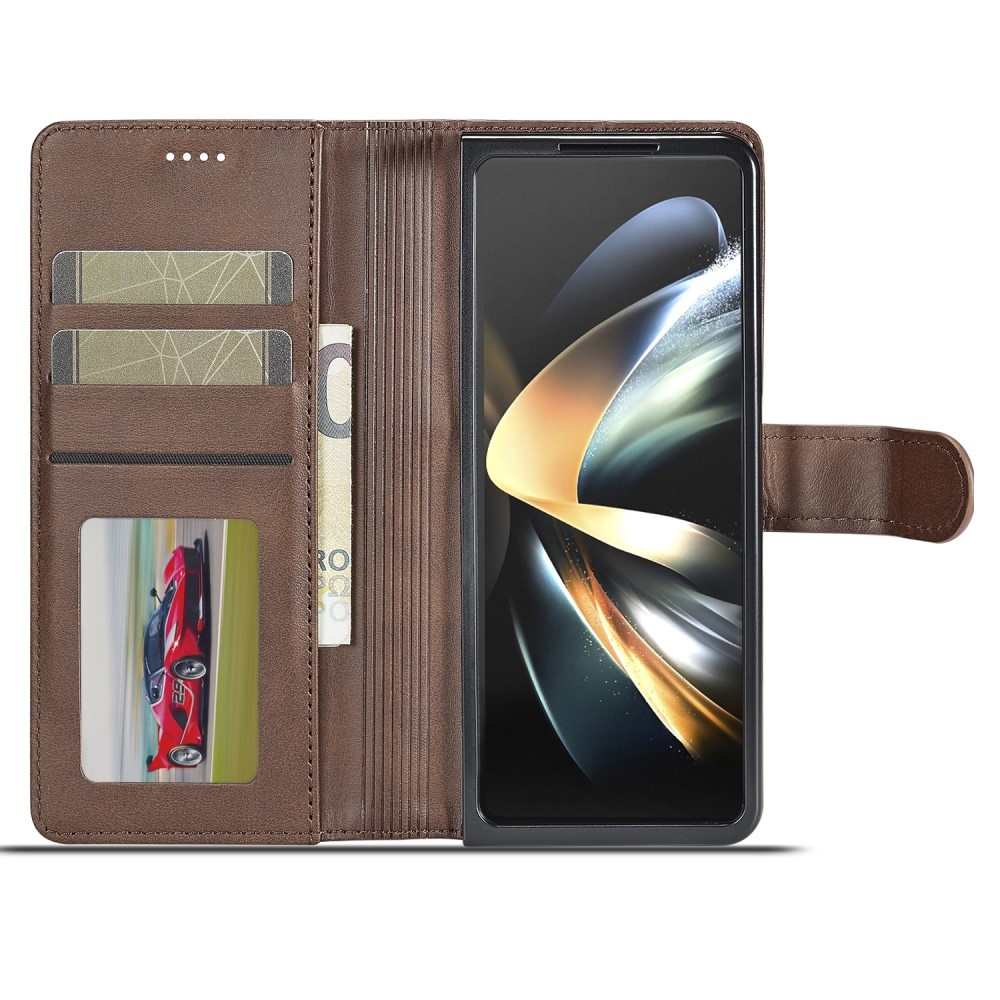 Imeeke knížkové pouzdro na Samsung Galaxy Z Fold5 5G - hnědé