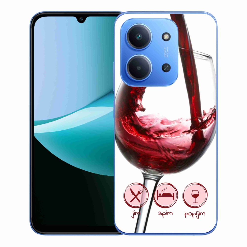 Gelový kryt mmCase na Xiaomi Redmi 15C 4G/5G (173mm) - sklenička vína červené