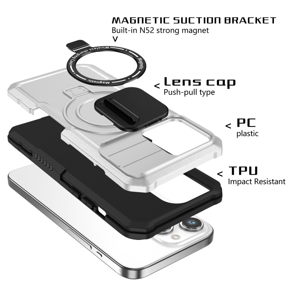 Military odolný kryt s MagSafe na iPhone 14 Pro Max - černý/bílý