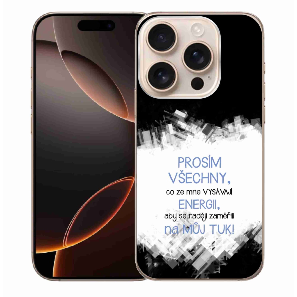 Gelový kryt mmCase na iPhone 16 Pro Max - vtipný text 1 modrý