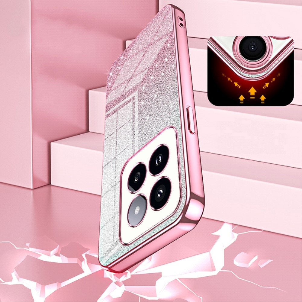 Cut gelový třpytivý obal na Xiaomi 14 Pro - růžový