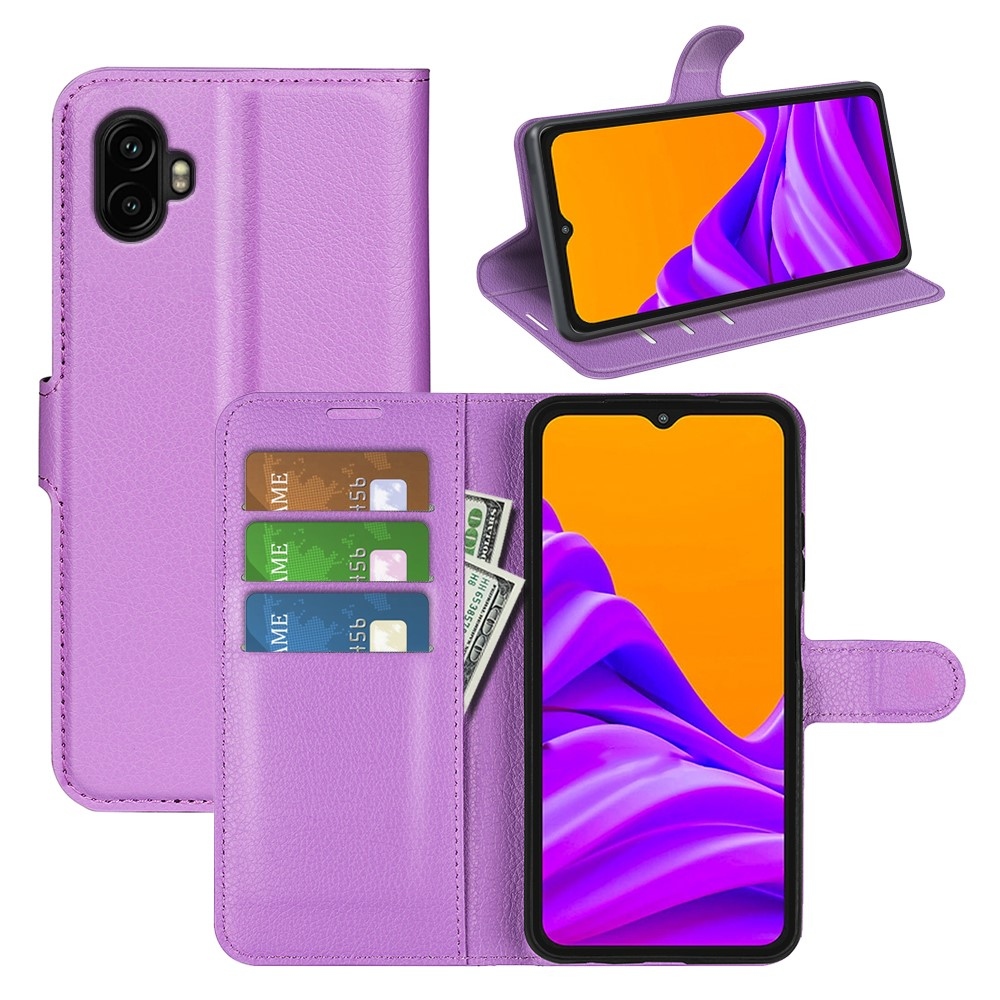 Litchi knížkové pouzdro na Samsung Galaxy Xcover 7 Pro - fialové
