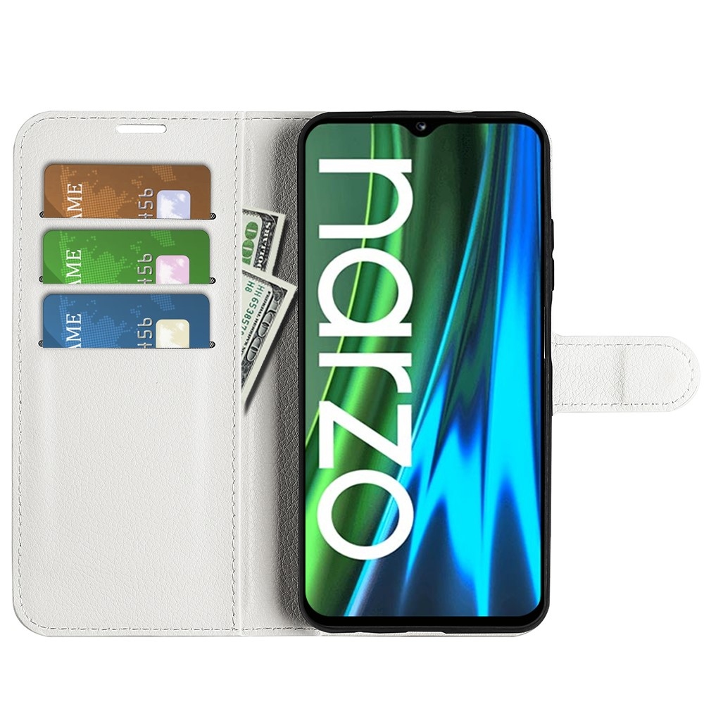 Litchi knížkové pouzdro na Realme Narzo 50i - bílý
