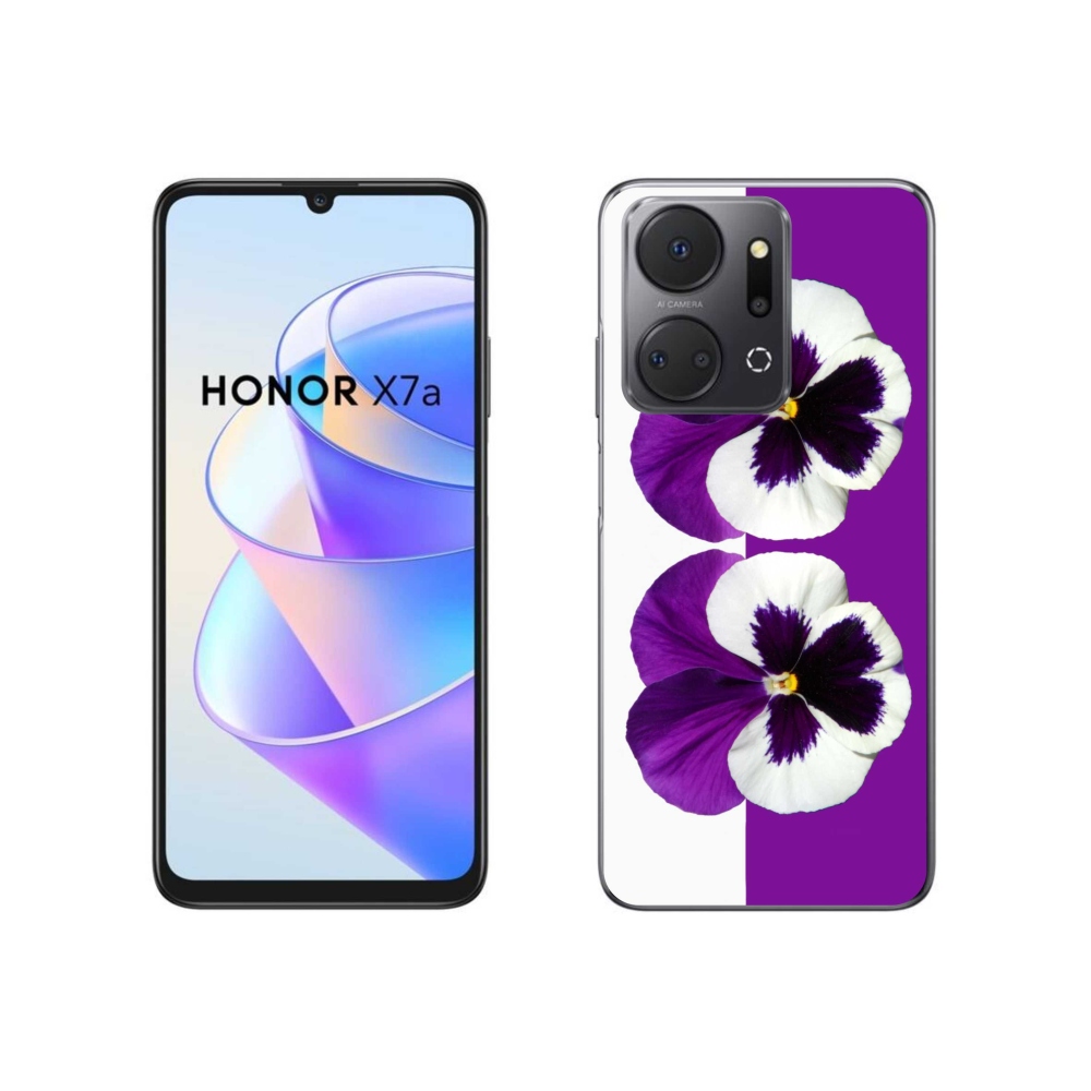Gelový kryt mmCase na Honor X7a - fialovobílý květ