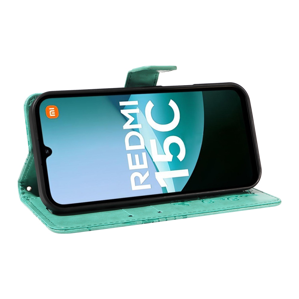 Big Butterfly knížkové pouzdro na Xiaomi Redmi 15C 4G/5G (173mm) - modrozelené