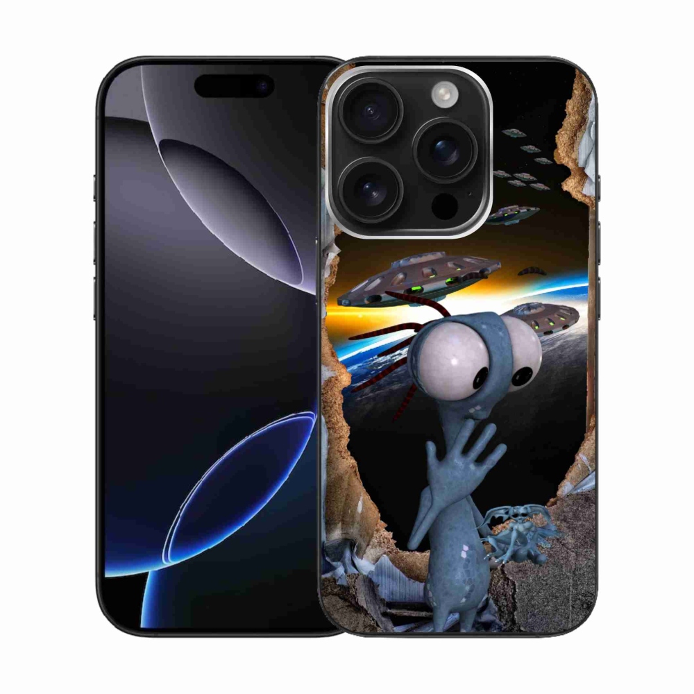 Gelový kryt mmCase na iPhone 16 Pro - mimozemšťan