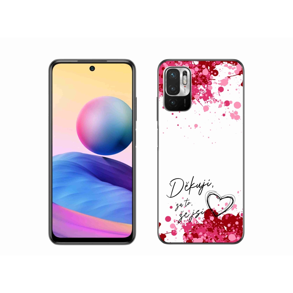 Gelový kryt mmCase na Xiaomi Redmi Note 10 5G - zamilovaný text 2 bílé pozadí