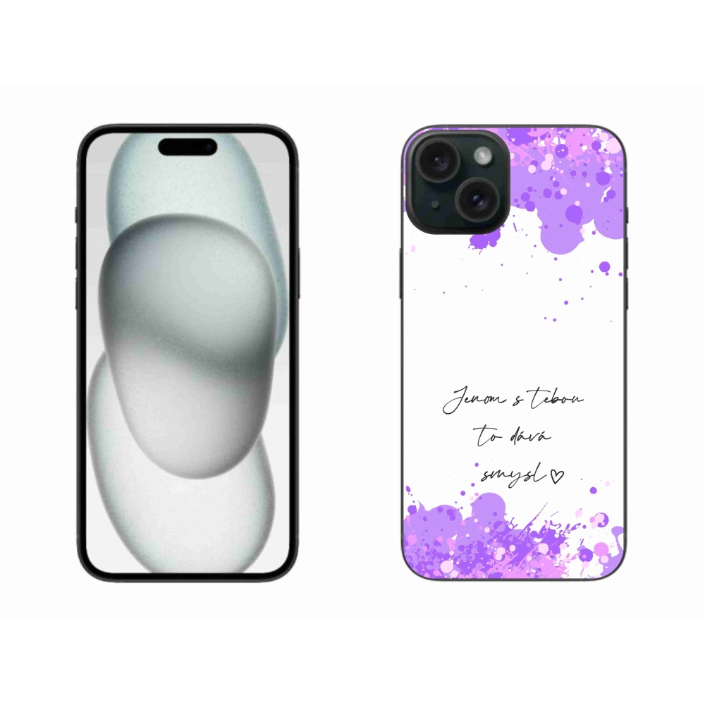 Gelový kryt mmCase na iPhone 15 Plus - zamilovaný text bílé pozadí