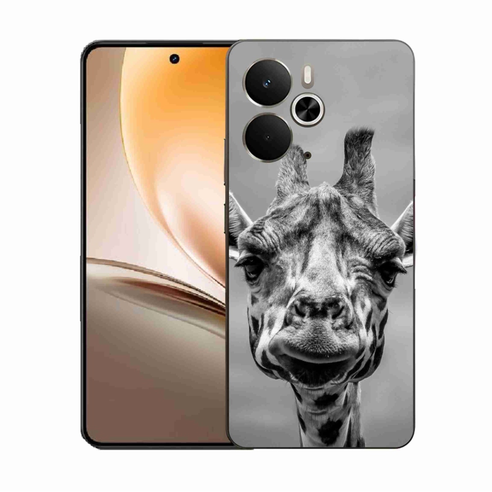 Gelový kryt mmCase na Realme 14 5G - černobílá žirafa