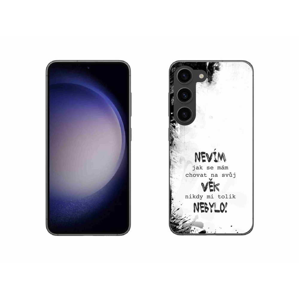 Gelový kryt mmCase na Samsung Galaxy S23 5G - vtipný text 14 bílé pozadí