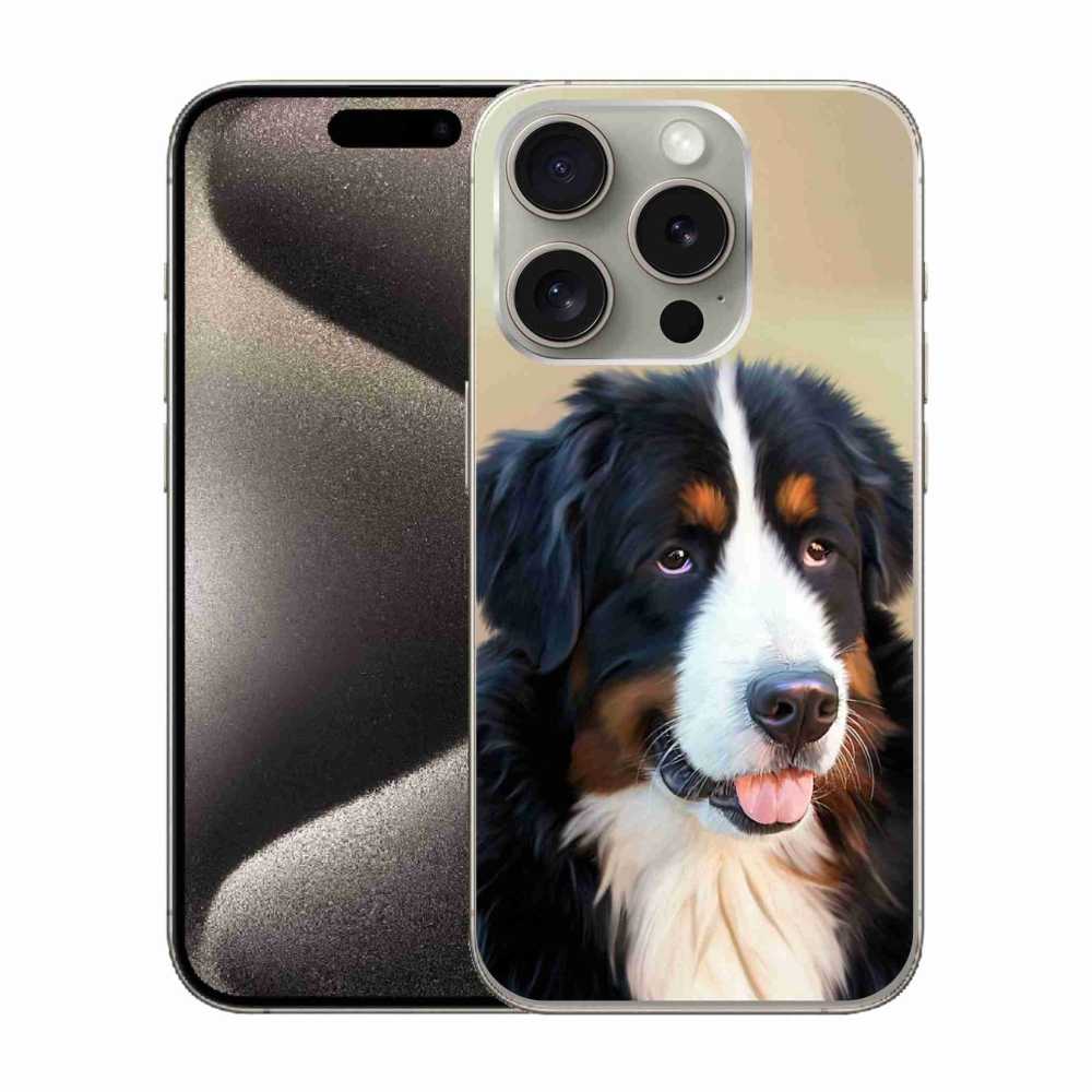 Gelový obal mmCase na iPhone 15 Pro - bernský salašnický pes