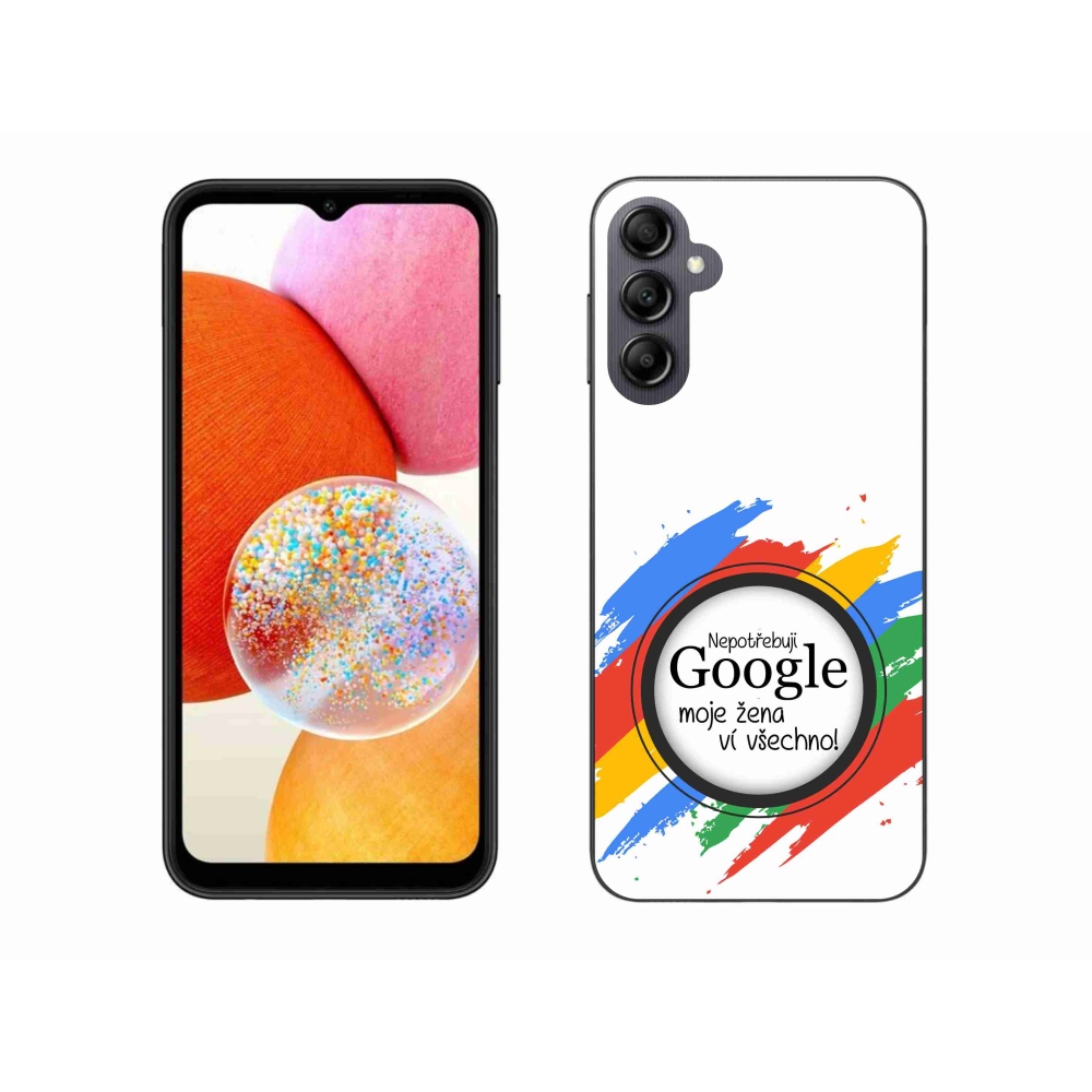 Gelový kryt mmCase na Samsung Galaxy A14 4G/5G - žena ví všechno bílé pozadí