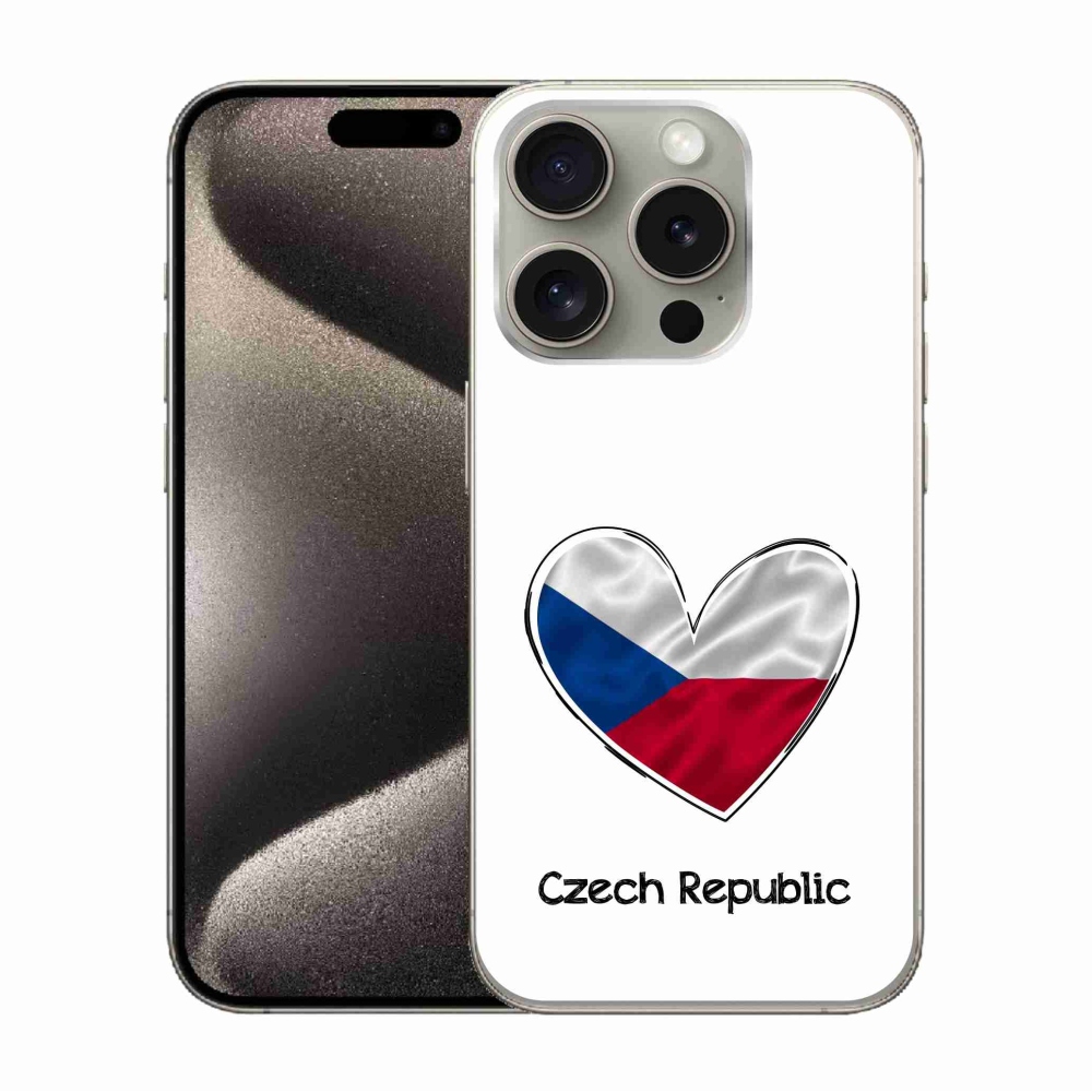 Gelový kryt mmCase na iPhone 15 Pro - vlajka srdce bílé pozadí