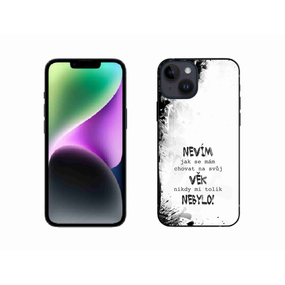 Gelový kryt mmCase na iPhone 14 - vtipný text 14 bílé pozadí