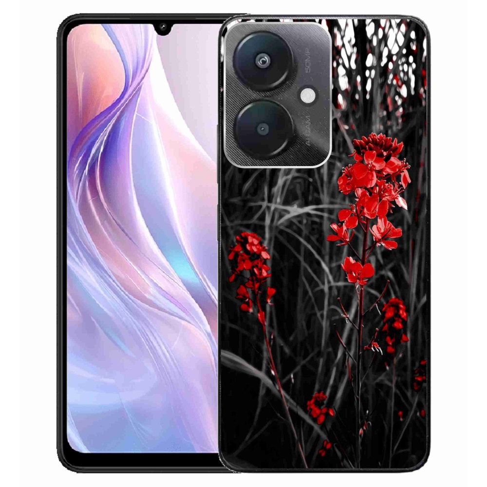 Gelový kryt mmCase na Xiaomi Redmi 13C 5G - červená rostlina