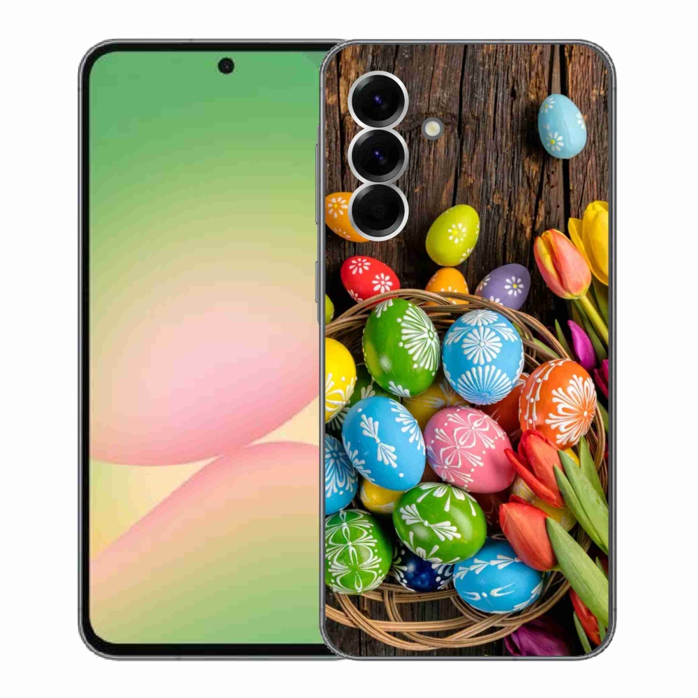 Gelový kryt mmCase na Samsung Galaxy A56 5G - velikonoční vajíčka