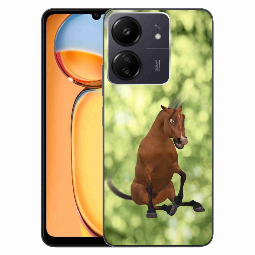 Gelový kryt mmCase na Xiaomi Poco C65/Redmi 13C - hnědý kreslený kůň 1