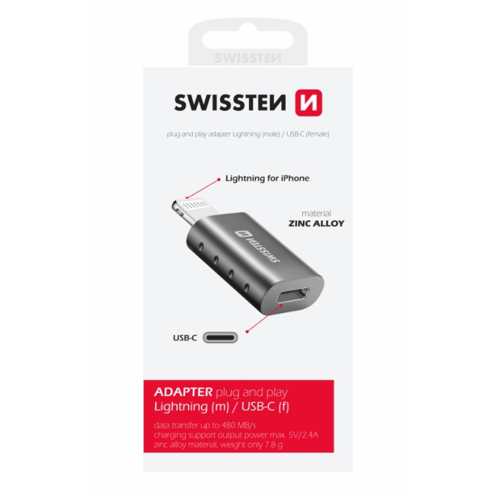 Swissten OTG redukce Lightning (m)/USB-C(f)