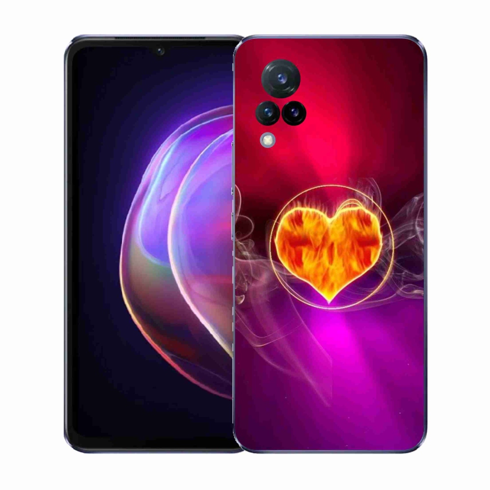 Gelový kryt mmCase na Vivo V21 4G/5G - ohnivé srdce