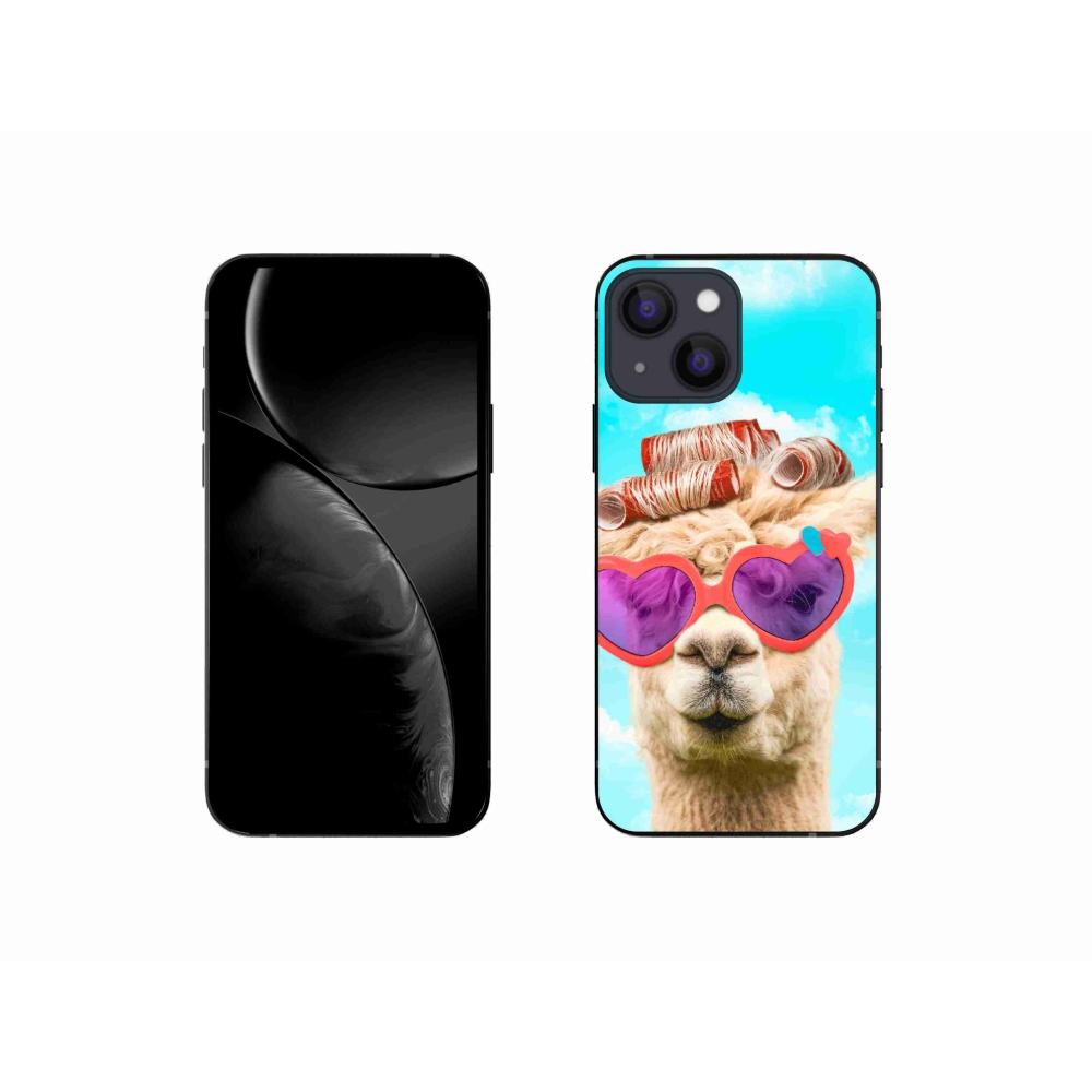 Gelový kryt mmCase na iPhone 13 mini - lama s brýlemi