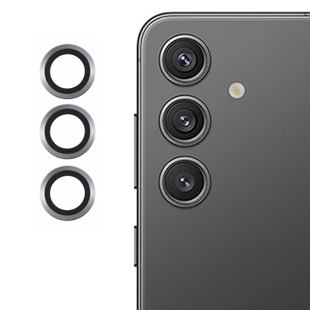 Metal sklo čočky fotoaparátu na Samsung Galaxy S25 (3 samostatná skla) - stříbrné