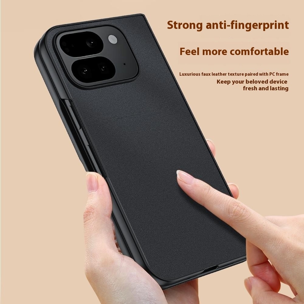 Leather plastový obal potažený umělou kůží na Google Pixel 10 Pro Fold - černý